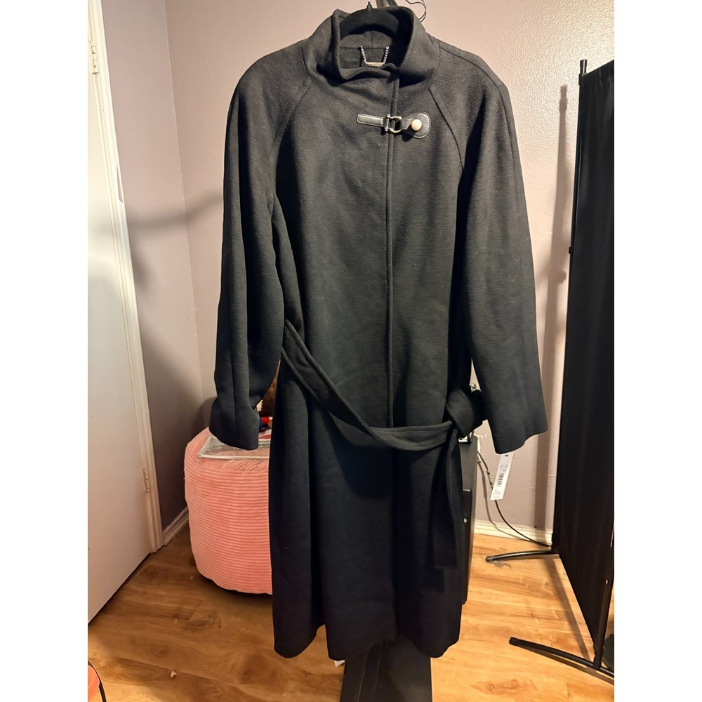 Elie Tahari Black Wool Long Coat Sz XXL, Retail $400